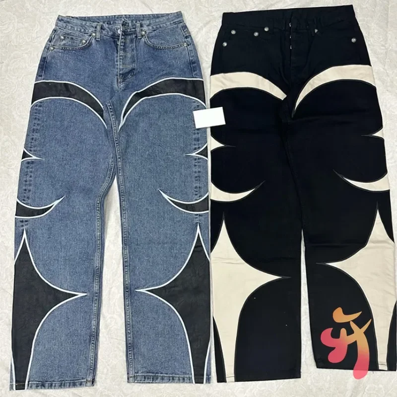 24FW уличные кожаные джинсы Thug Club для мужчин и женщин повседневные джинсовые брюки