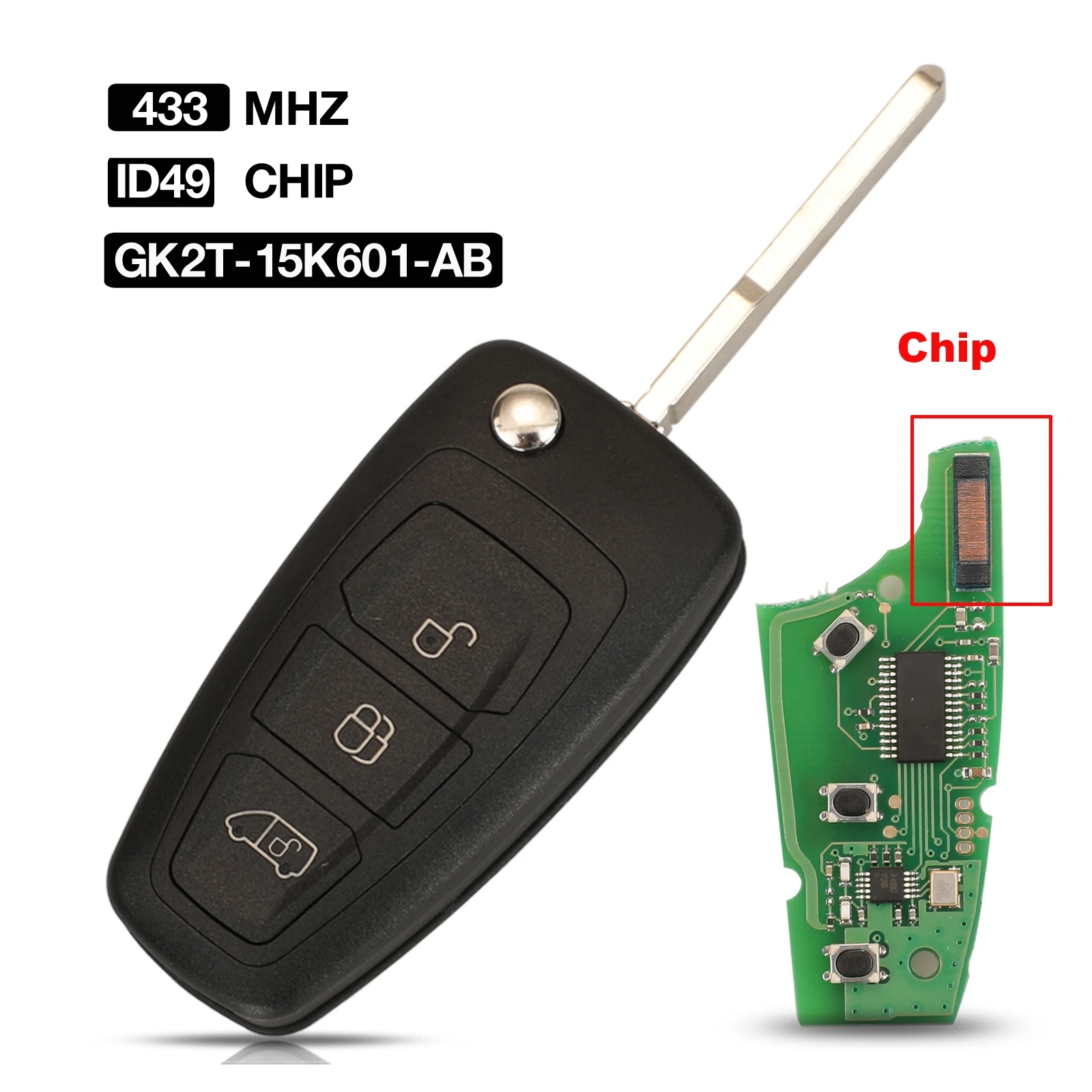 

Индивидуальный Ключ Дистанционного Управления Jingyuqin Для Ford Transit/Transit Custom 2014-2016 GK2T-15K601-AB/BK2T-15K601-...