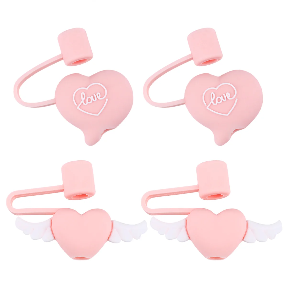 

Straw Caps Cap Tips Cover Drinking Lid Proof Straws Tumbler Covers Cute Bottle Water Silicone Jar Tip Cartoon Heart Reusable