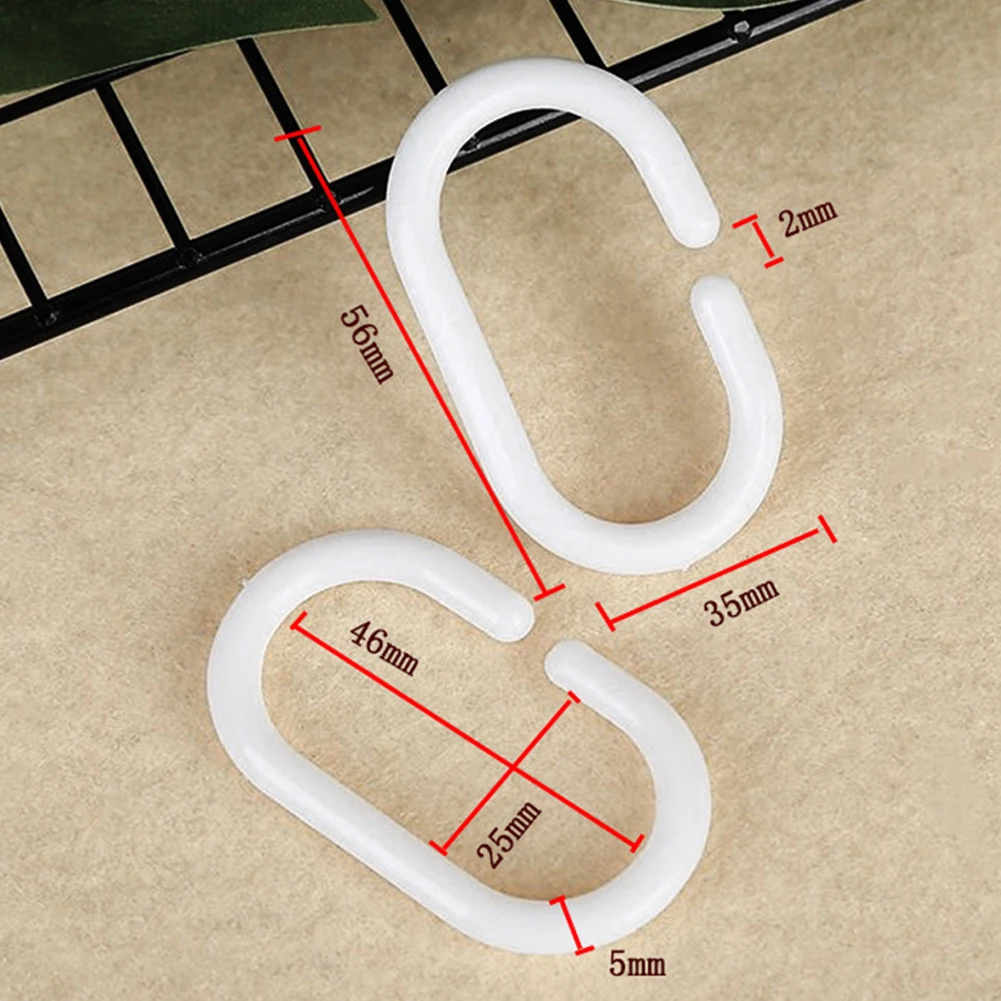 

Bathroom Hooks Accessories C-Shaped Curtain Guide Hanger Plastic Spare Parts 12pcs Rail Replacement Rings Shower