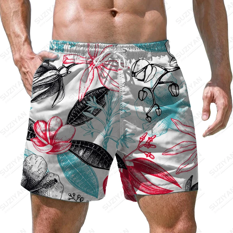 

Шорты мужские с 3D-принтом растений, стильные модные повседневные короткие штаны для отпуска, лето