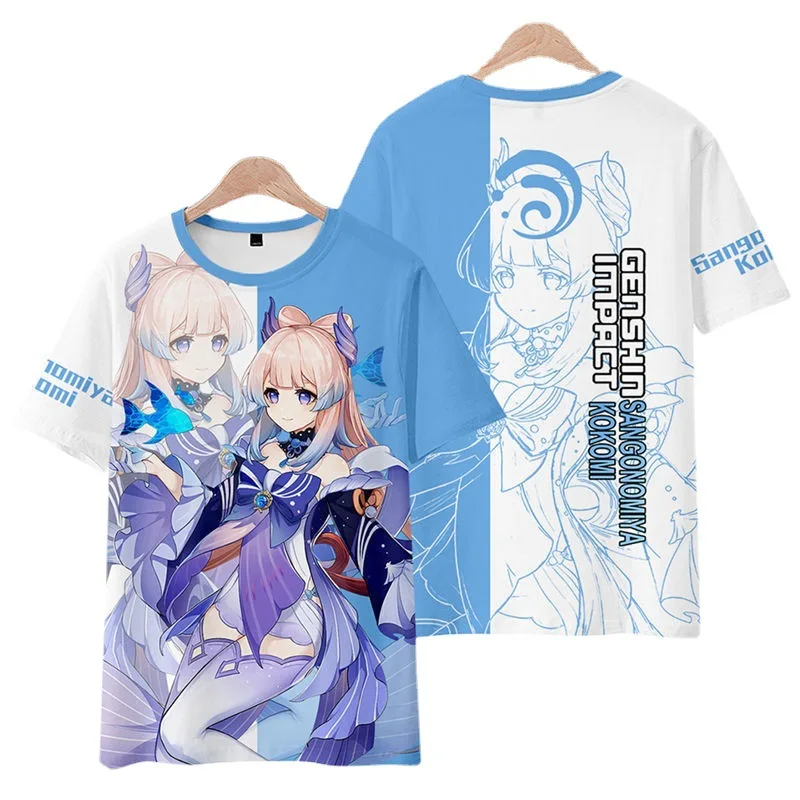 

Genshin impact Anime Paimon T-Shirt 3D Printed Game Shirt Anime Cosplay T-Shirt for Adults and Big Child