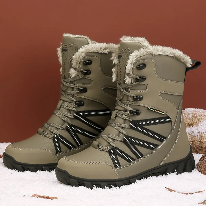 

New Winter European and American Men's High-Top Velvet Thermal and Thickening Snow Boots