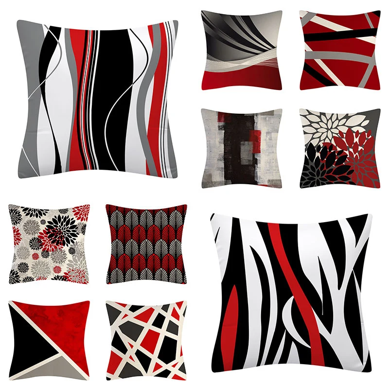 

Red Series Abstract Cushion Cover Geometric Pillow Cases Sofa Decor Throw Pillow Covers Fashion Pillowcase Waist Pillow Cover