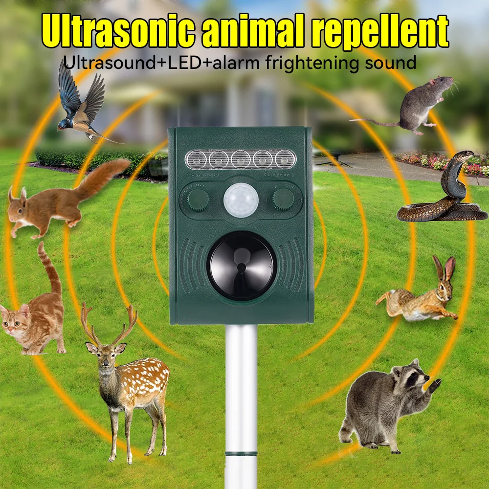 Ультразвуковой отпугиватель животных Пассивный инфракрасный датчик для защиты