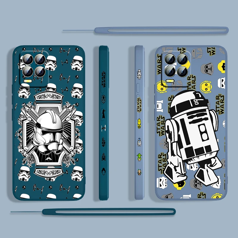 

Star Wars Robot Hero Battle For OPPO Realme 50i 50A 9i 8 6 Pro Find X3 Lite NEO GT Master A9 2020 Liquid Left Rope Phone Case