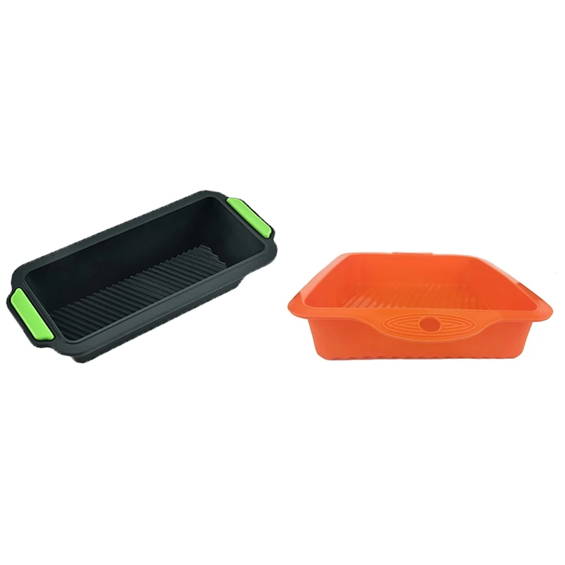 

Hot 1 Pcs Silicone Baking Bread Form Toast Pan 3D Cake Mold Bakeware & 1 Pcs Square Silicone Mould Cake Pan