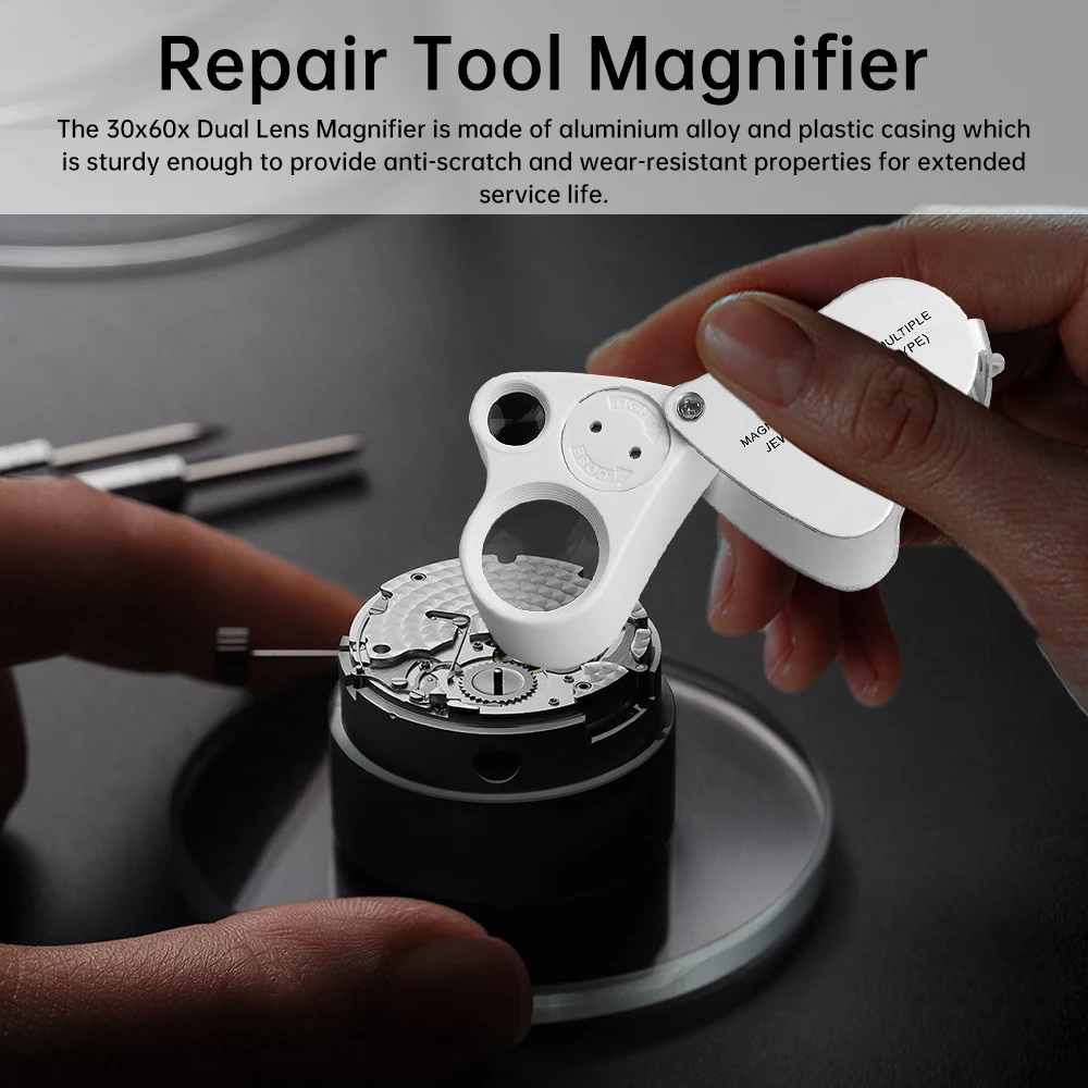 30X 60X лупа для ювелирных изделий с двойной линзой и яркой светодиодной подсветкой