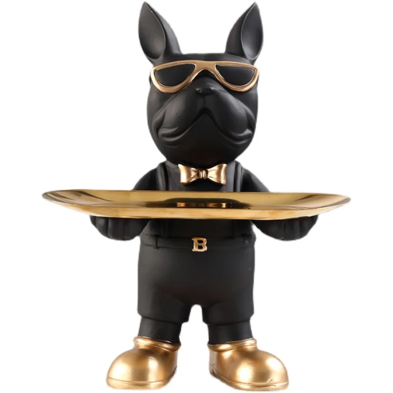 

Figuritas de animales Bulldog, accesorios de decoración del hogar, adornos de mesa, bandeja de almacenamiento