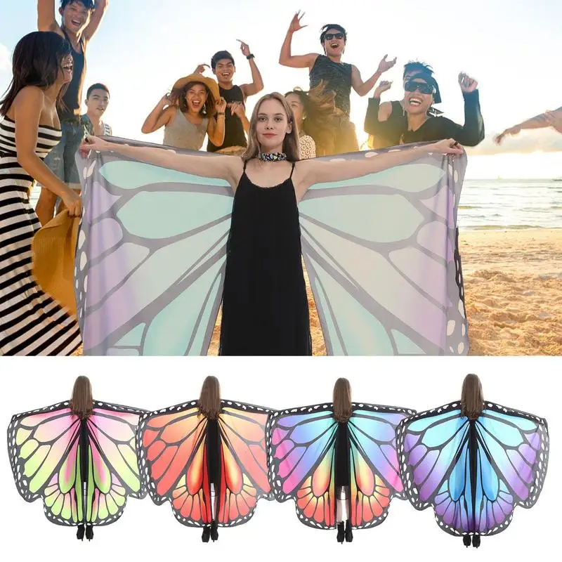 

Halloween Butterfly Costume Ladies Halloween Cloak Cape Soft Shawl Costume Colorful Butterfly Wings With Masque And Antenna