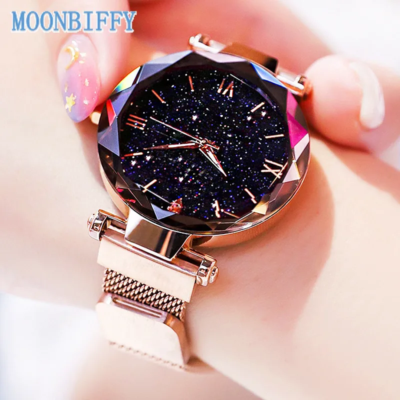 

Women Fashion Starry Sky Watches Magnet Buckle Mesh Belt Diamond Quartz Watch Women relógio feminino часы женские наручные