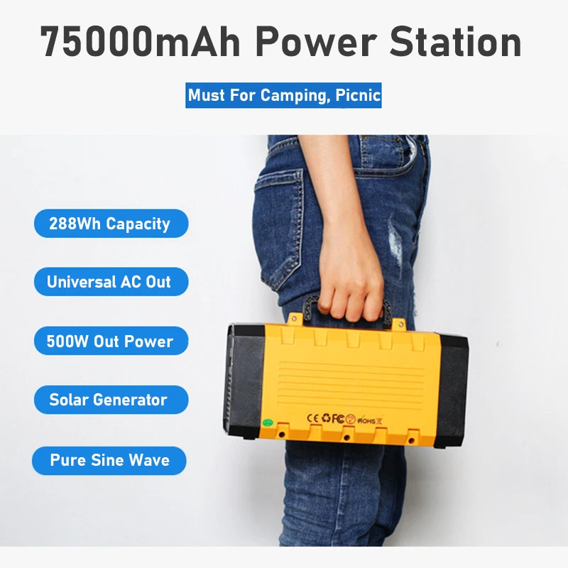 220V 500W Power Station Pure Sine Wave Camping Driving Multi-function International universal jack Supply Mobile Multi-function