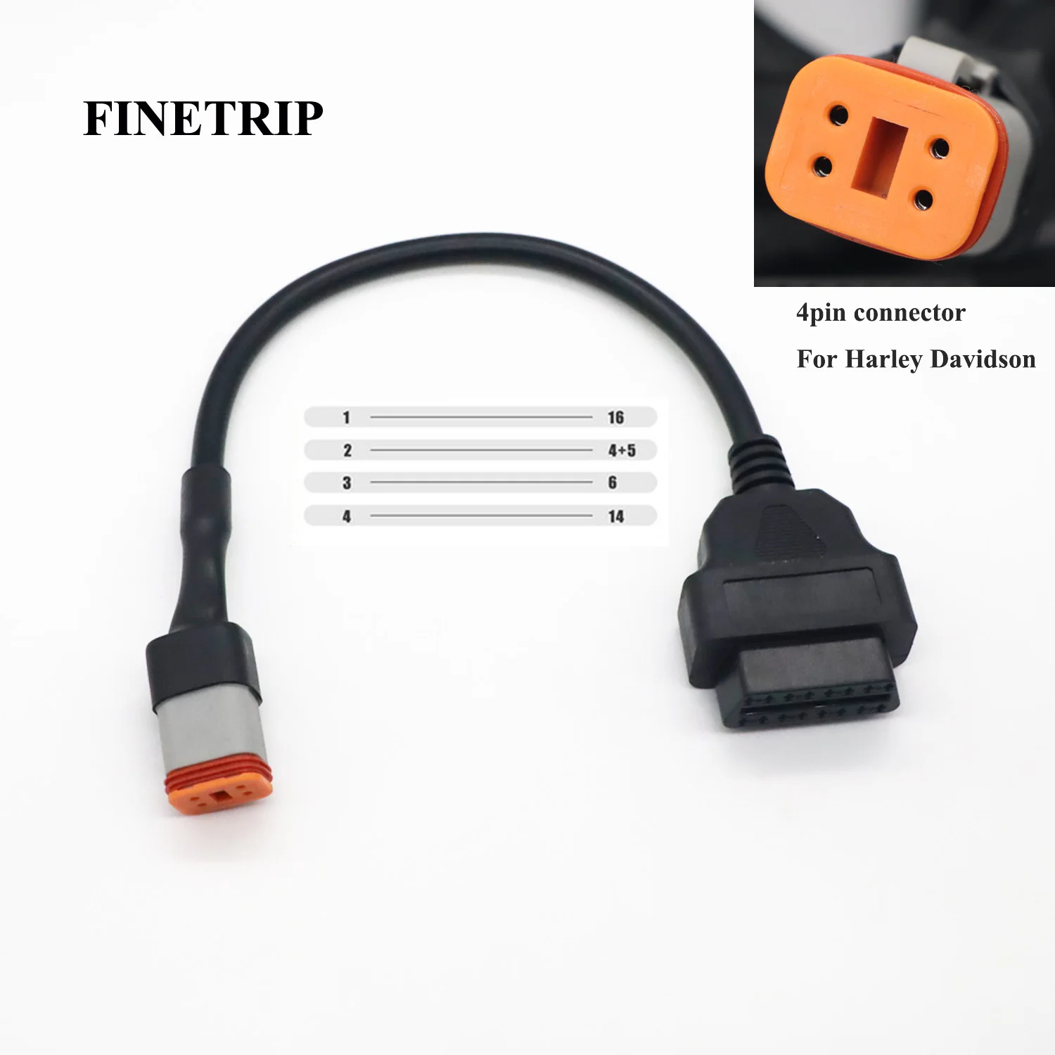 FINETRIP Motorcycle Extension Cable For Harley Davidson 4pin / 6Pin To OBD2 Diagnostic Scanner Adapter ELM327 OBD |