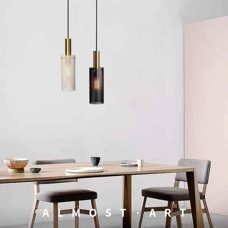 

Creative Nordic Black Pendant Lamp Luxury Hollow Out Long Tube Hanging Light Line Household Guest Bedside Lamp Restaurant