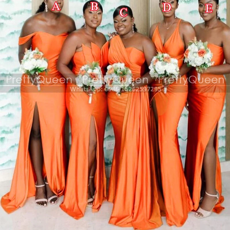 Плюс размер платья подружки невесты с длинным высоким разрезом и талией
