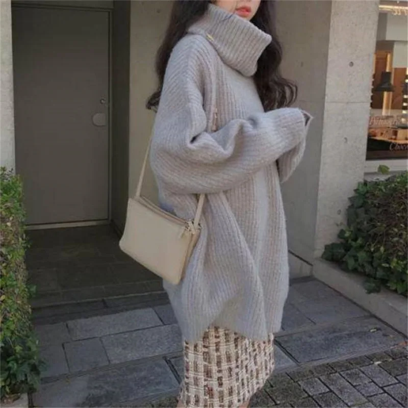 

Autumn and Winter New Korean High Neck Sweater Women's Pullover Trendy Solid Color Knit Top