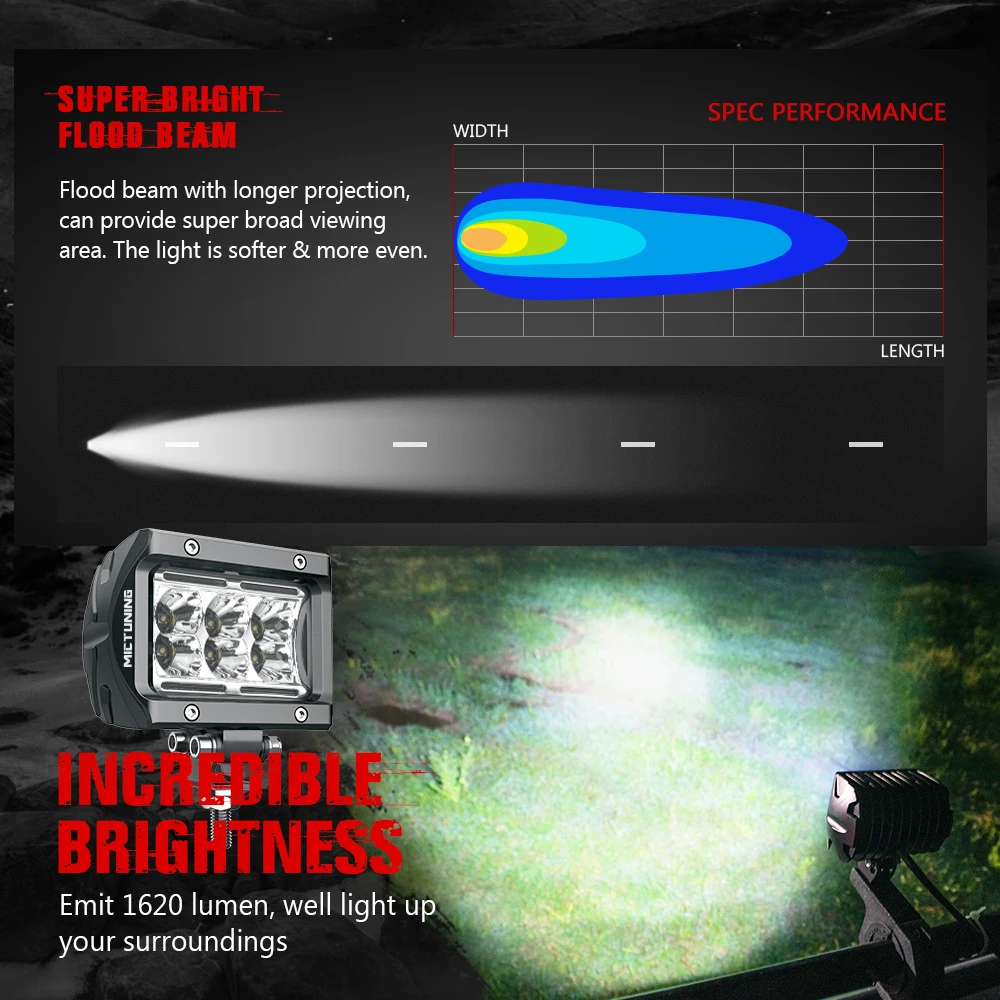 MICTUNING 2 шт. светодиодный кронштейн для рабочего фонаря универсальный капот