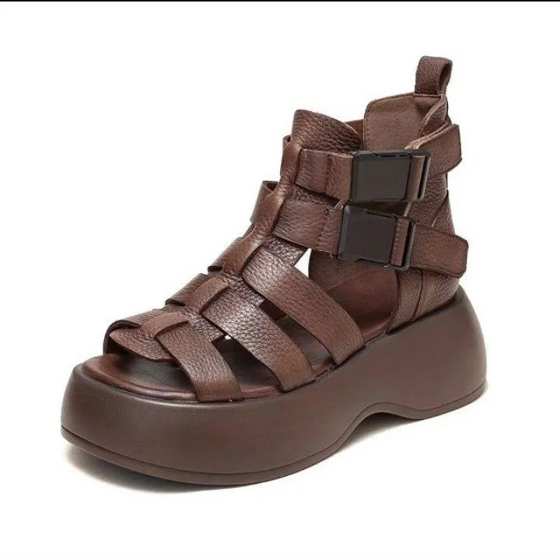 

Женские холщовые сандалии на платформе, простые современные босоножки на толстой подошве и каблуке высотой 7 см для студентов, лето