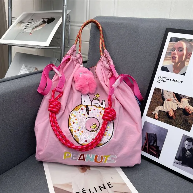Новая сумка для покупок Snoopy с вышивкой в виде пончика модная повседневная