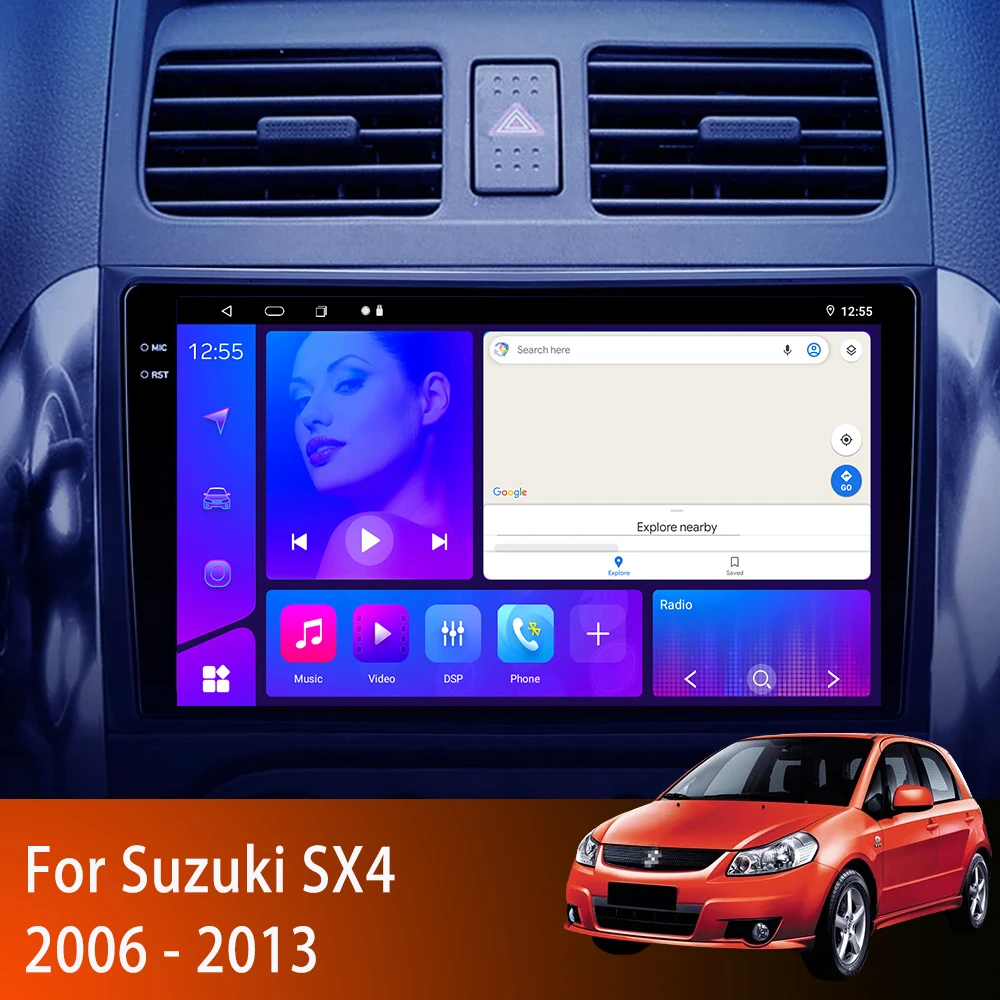 Автомагнитола Android14 для Suzuki SX4 2006 - 2013 Fiat Sedici 2005-2014 Carplay мультимедийный видеоплеер