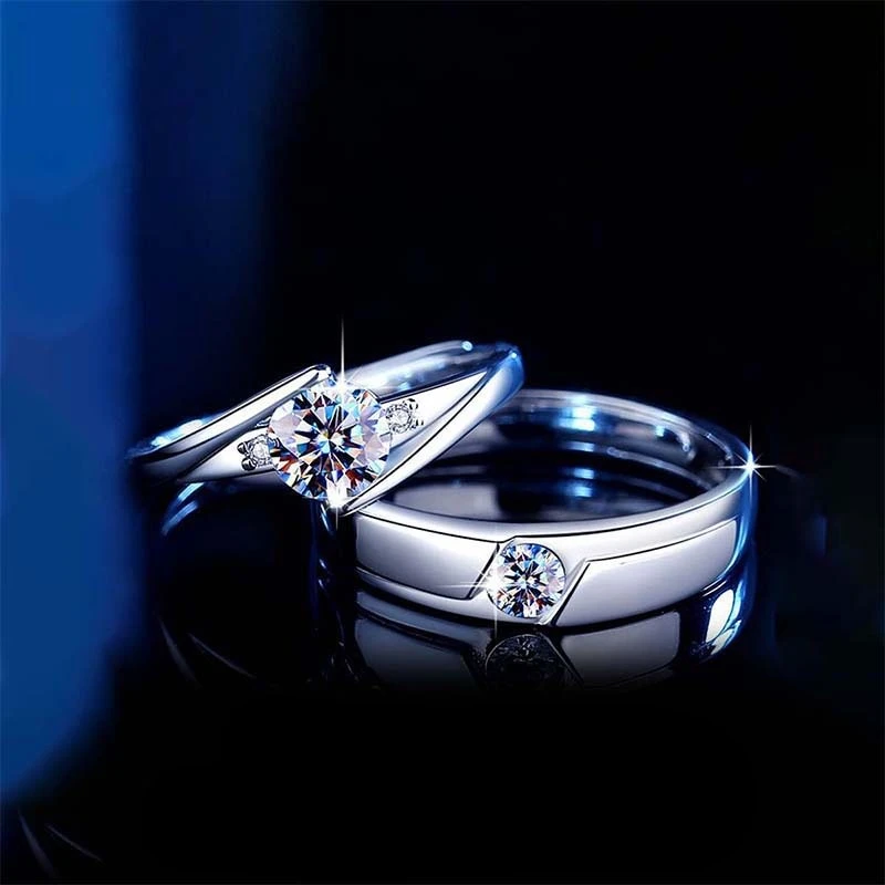 

Moissanite Wedding Rings for Couples 925 Sterling Silver Diamond Test Past D Color Moissanite Engagement Ring for Men Women