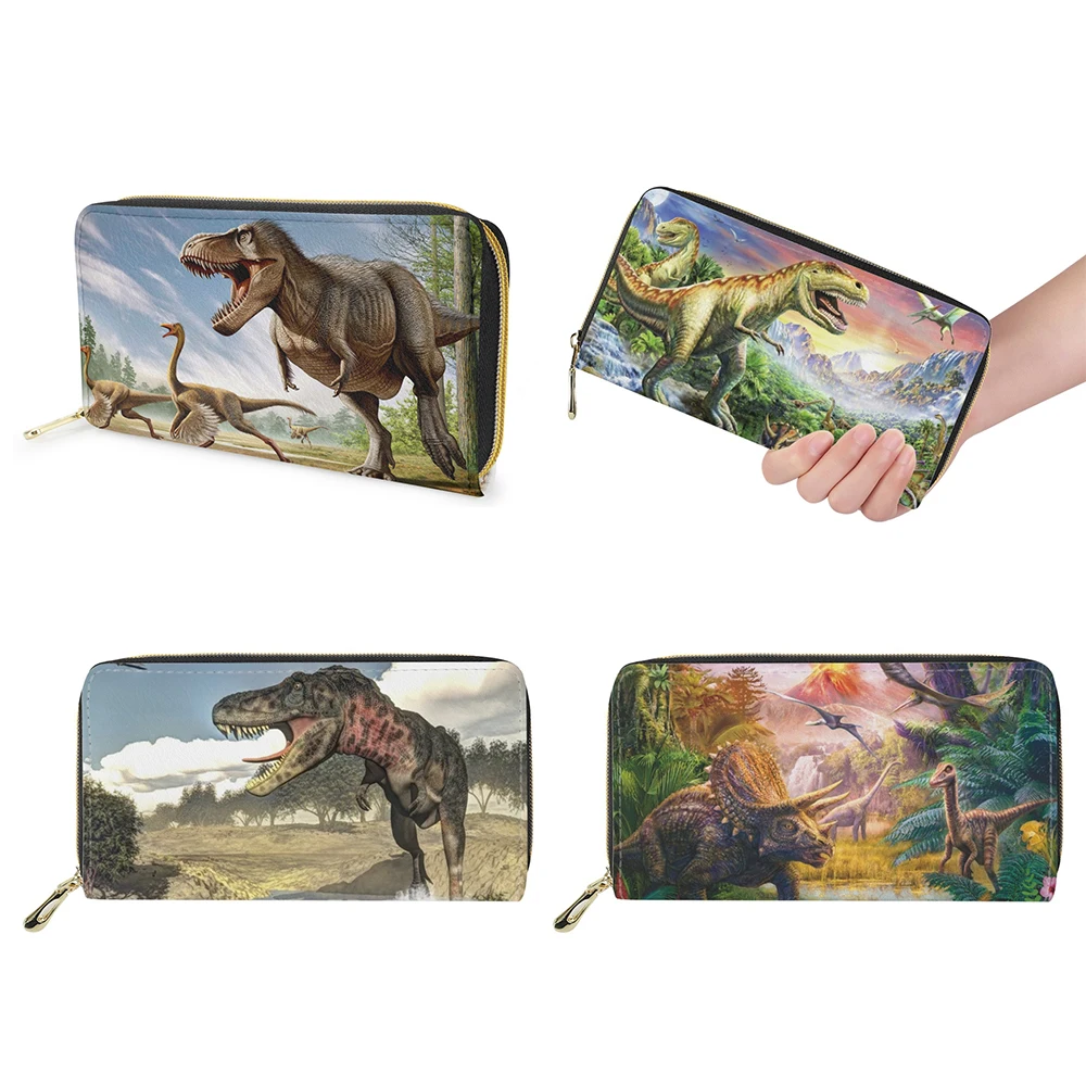 

FORUDESIGNS Cartoon Tyrannosaurus Rex Print Clutch Bag for Women Wrap Around Zip Bag Brand Design Card Holder Wallet Geldklammer