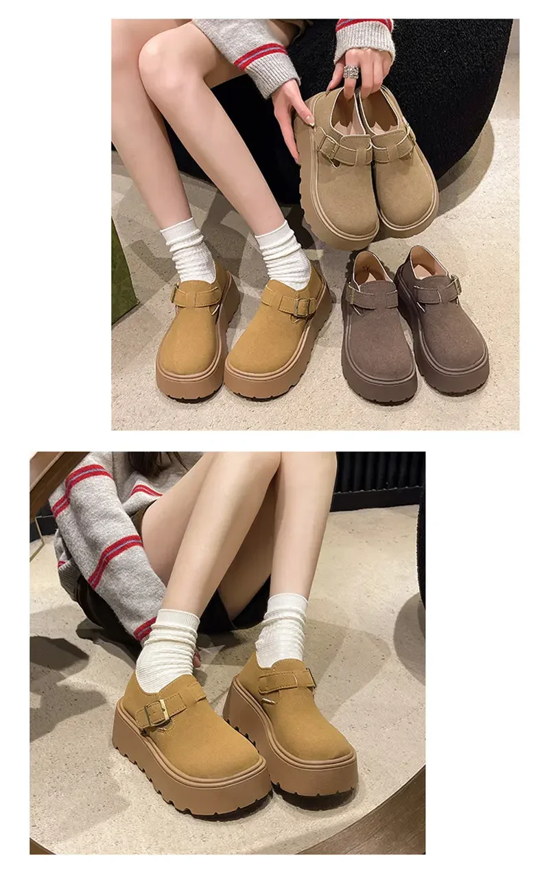 Фото Женские туфли Mushang W03-1, весенние носки Birkenstocks на толстой подошве, увеличивающие маленький размер №3