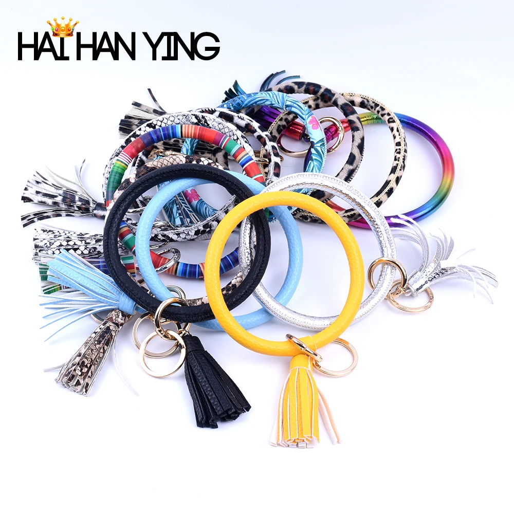 Новый модный многоцветной брелок с кисточками эмаль искусственная кожа о-брелок