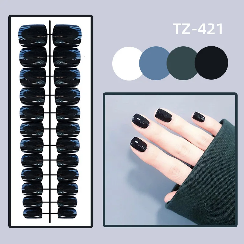 

24Pcs/Set Long Round Head Bright Solid Color Press On Acrylic Nail Art Fake Nails Finished Wearing Manicure Reusable False Nails