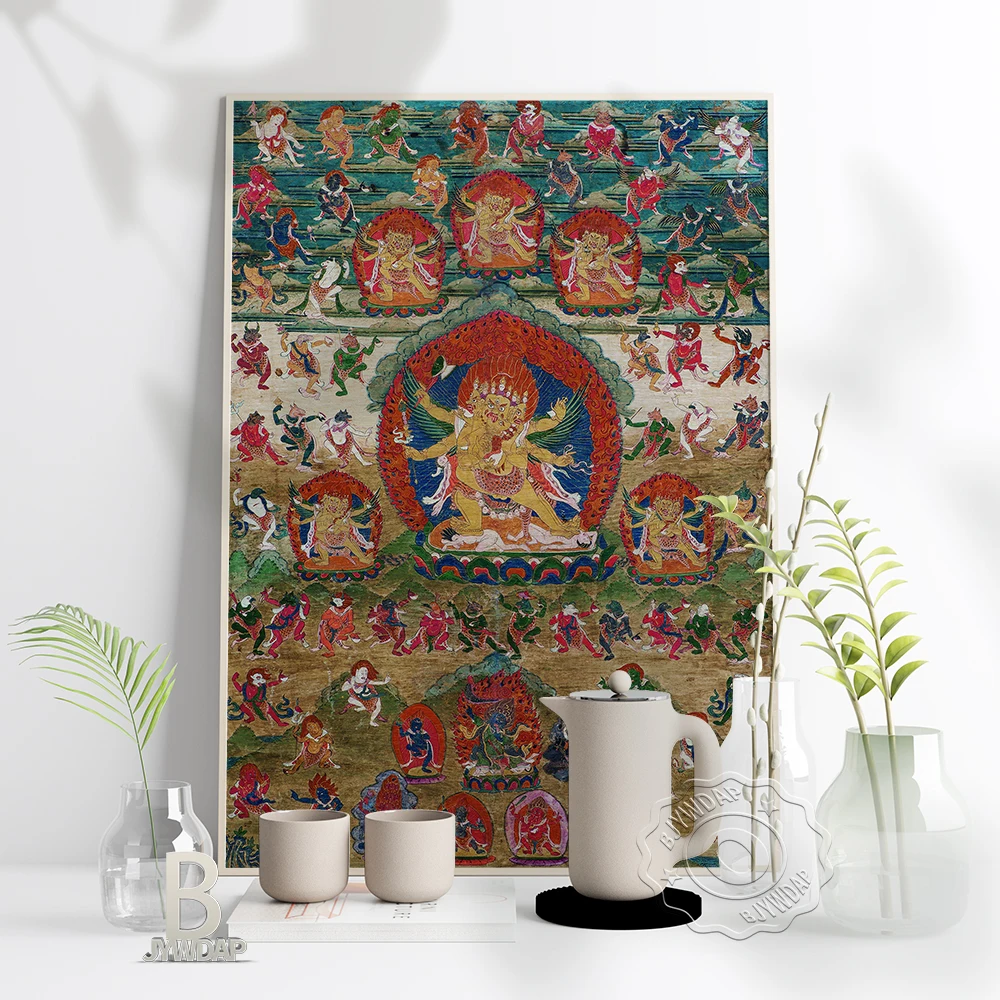 

Buddha Thangka Prints Poster Wall Picture Canvas Painting Vintage Wall Art Religion Buddhist Living Room Home Decor