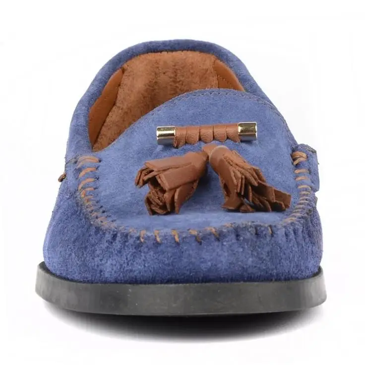 Женские замшевые мокасины на плоской подошве из натуральной кожи