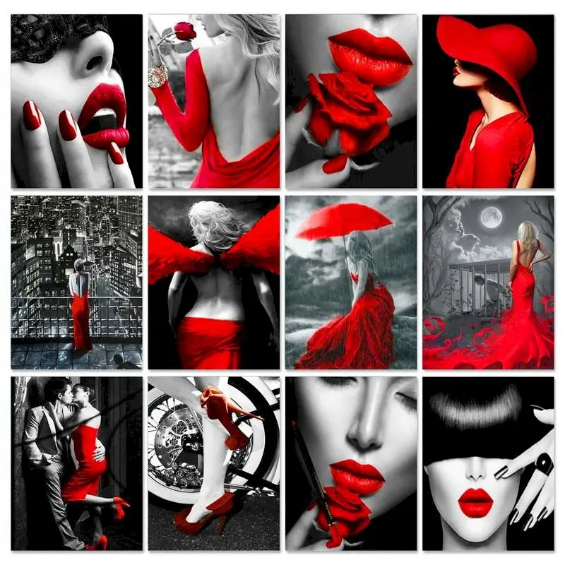 

GATYZTORY Painting By Number Girl Drawing On Canvas HandPainted Kits Art Gift DIY Pictures By Number Portrait Adults Crafts Home
