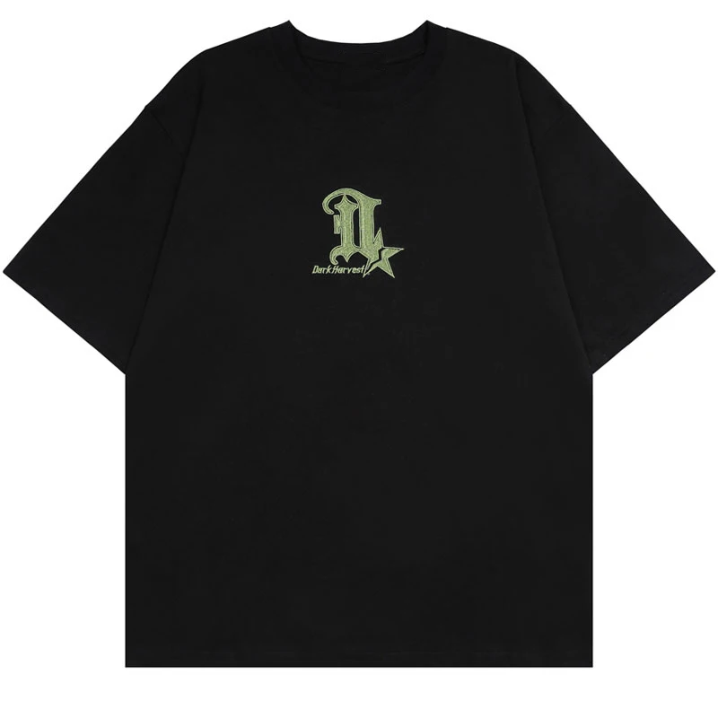 

Hip Hop T Shirt Y2K Streetwear Harajuku Embroidery Letter Star Print Tshirt Hip Hop Punk Gothic Tee Shirts Men Casual Loose Tops