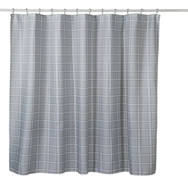 

Curtains with Hooks - Linen Textured Waterproof Curtain 10 Easy-slide Hooks - Gray - Size 72 x 72 Curtain sun block Blackout cu