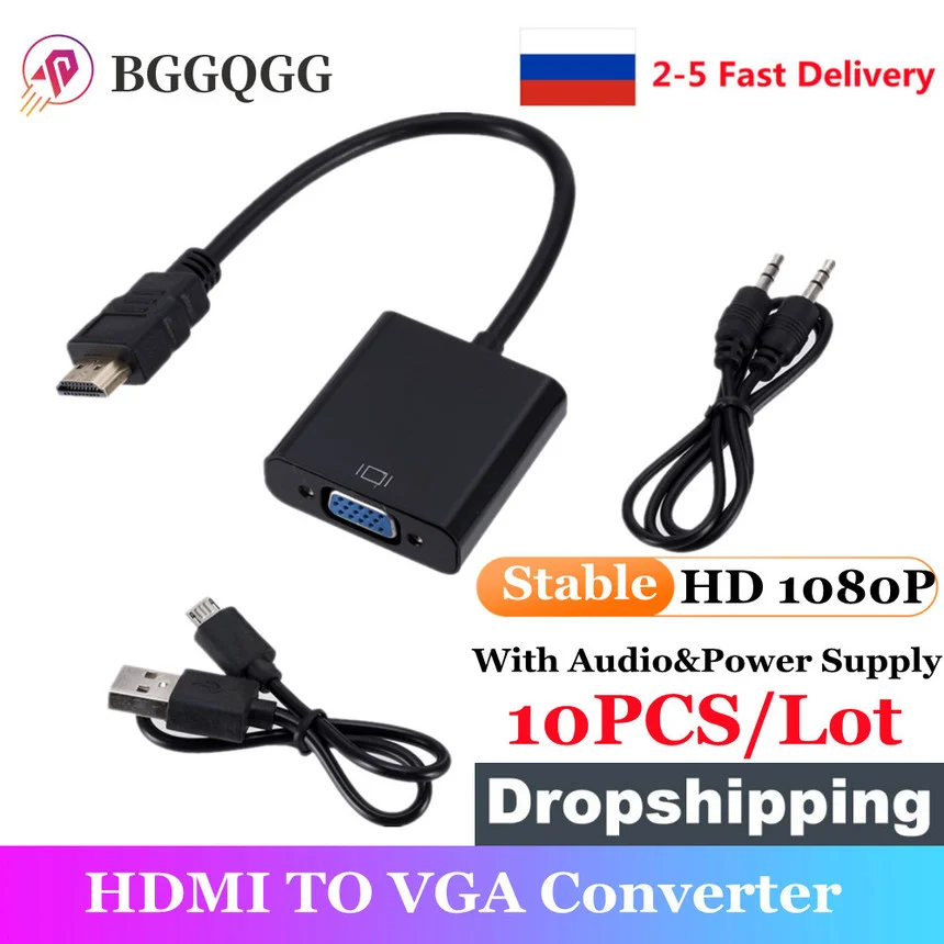 

HD 1080P HDMI-совместимый с VGA адаптер, кабель для PS4, ПК, ноутбука, ТВ-приставки, проектора HD2VGA