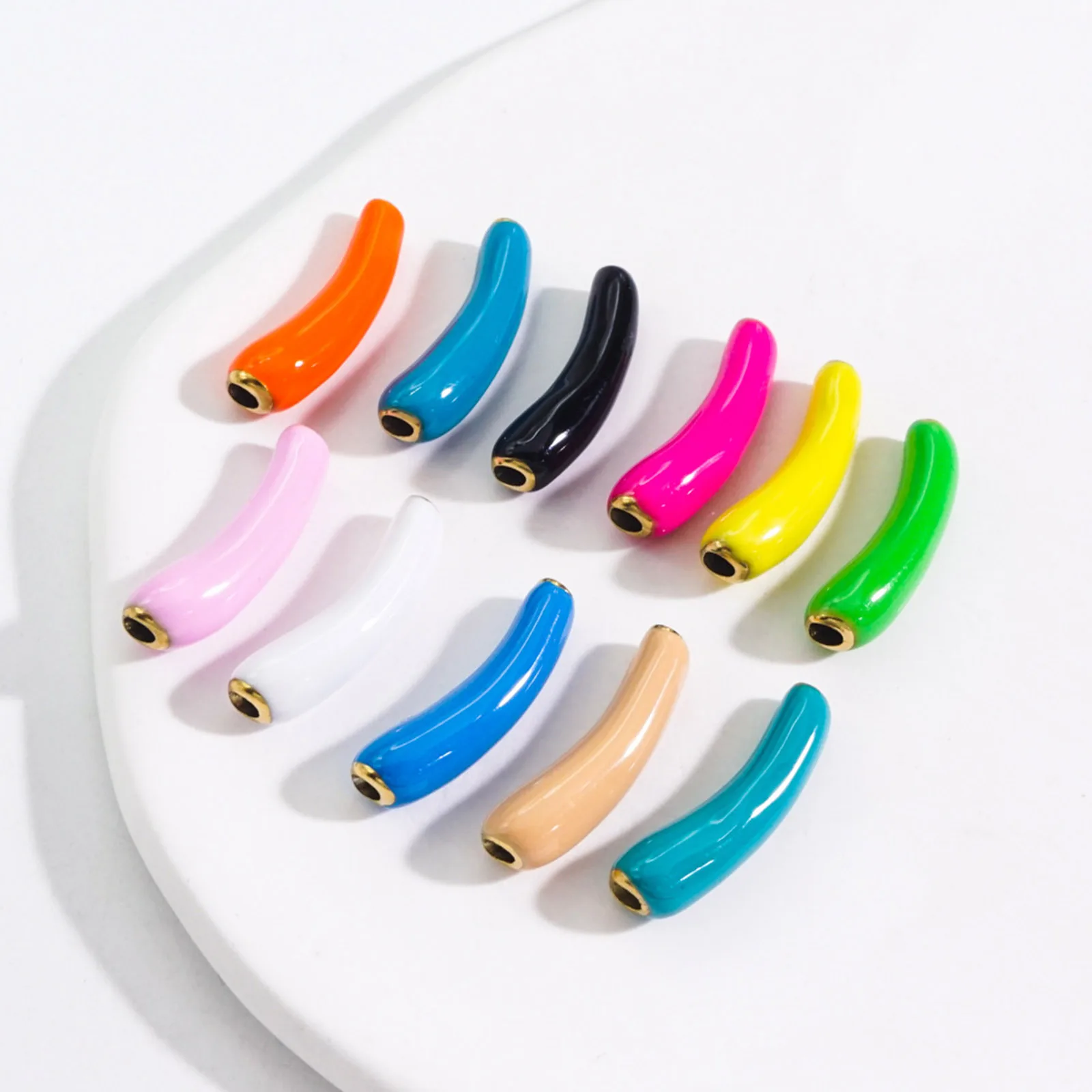 

1PC Stainless Steel Connectors Multicolor Tube Enamel Gold Color Metal Charms DIY Necklace Bracelets Jewelry Findings 20.5mmx6mm