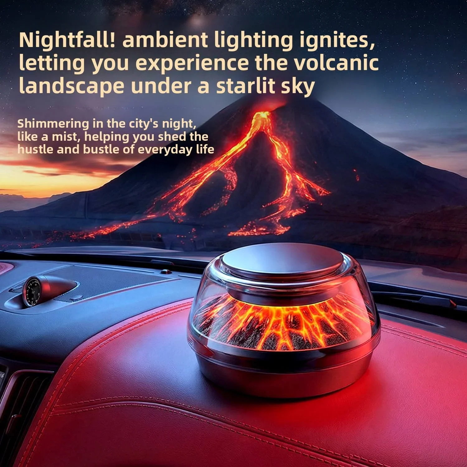 Фото Автомобильный диффузор Volcano Car Diffuser Mount Volcanic Iceberg - очиститель воздуха, работающий на солнечной энергии, с ароматами леса и цветов, элегантный автомобильный аксессуар. №5