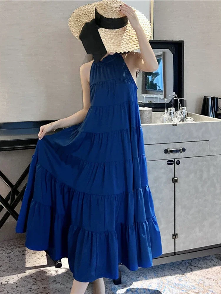 Женское пляжное платье без рукавов летние длинные платья-трапеции большого