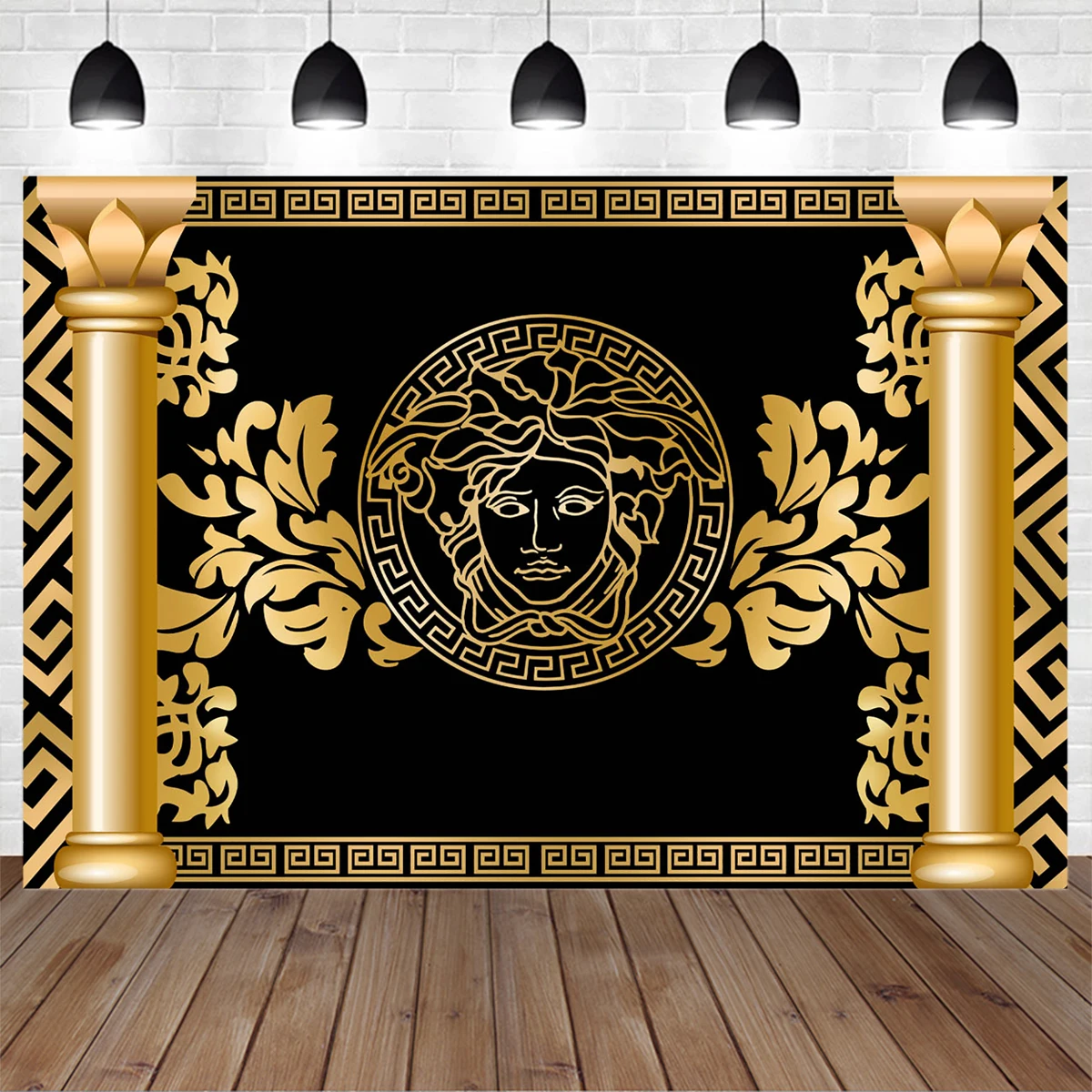 

Mocsicka Great Gatsby Theme Birthday Party Photography Background Gold Pillar Black Customize Studio Decoration Photo Backdrop