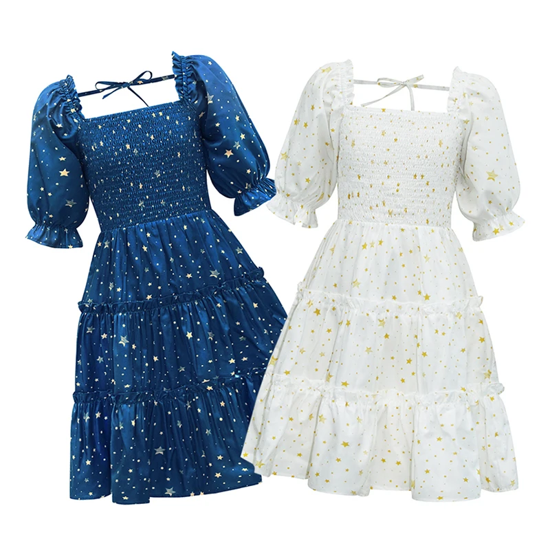 

Детское летнее платье с коротким рукавом, на возраст 7-12 лет