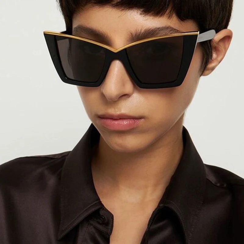 

Солнцезащитные очки «кошачий глаз» женские, винтажные модные роскошные брендовые дизайнерские солнечные очки в стиле панк, с большими линзами, пикантные, с защитой от ультрафиолета