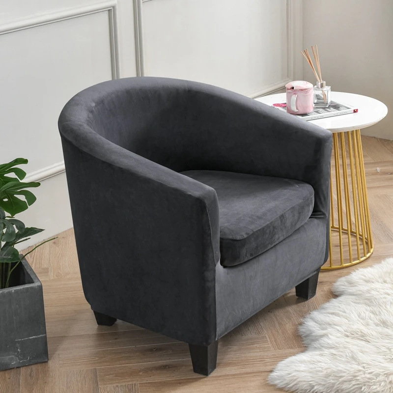 Velvet Armchair Cover Club Tub Chair with Cushion Elastic Sofa Slipcover Removable 1seater Couch Protector Decor | Дом и сад