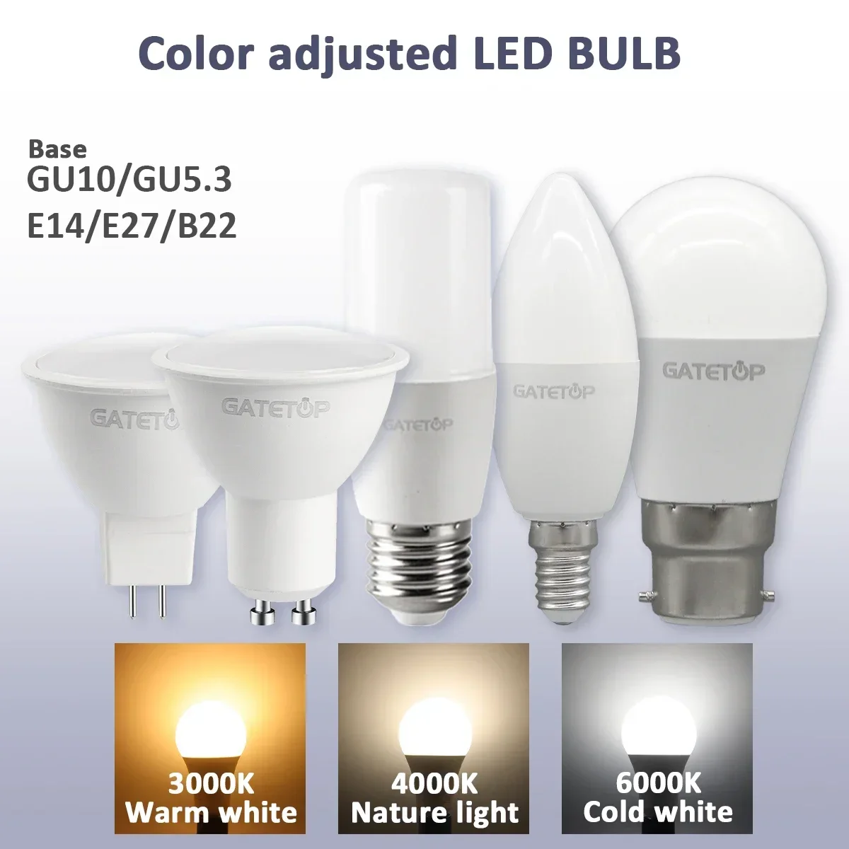 Светодиодный триколор лампочка с затемнением GU10 MR16 Spot светильник E27AC120V 220V 3W 9W CCT