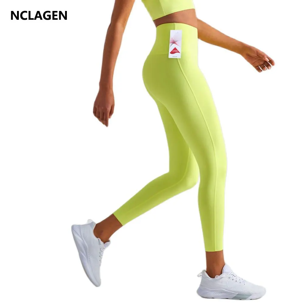 

NCLAGEN штаны для йоги эластичные леггинсы из лайкры с высокой талией и защитой от живота без переднего шва без ощущения обнаженного нейлона для тренажерного зала леггинсы для фитнеса