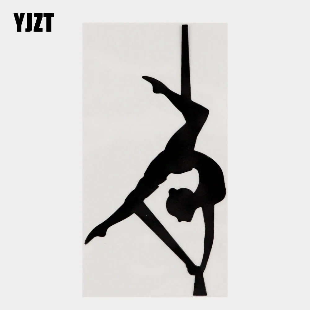 

YJZT 7.6CM×14.9CM Cool Aerial Silk Gymnast Silhouette Vinyl Decal Car Sticker Black/Silver 8A-1336