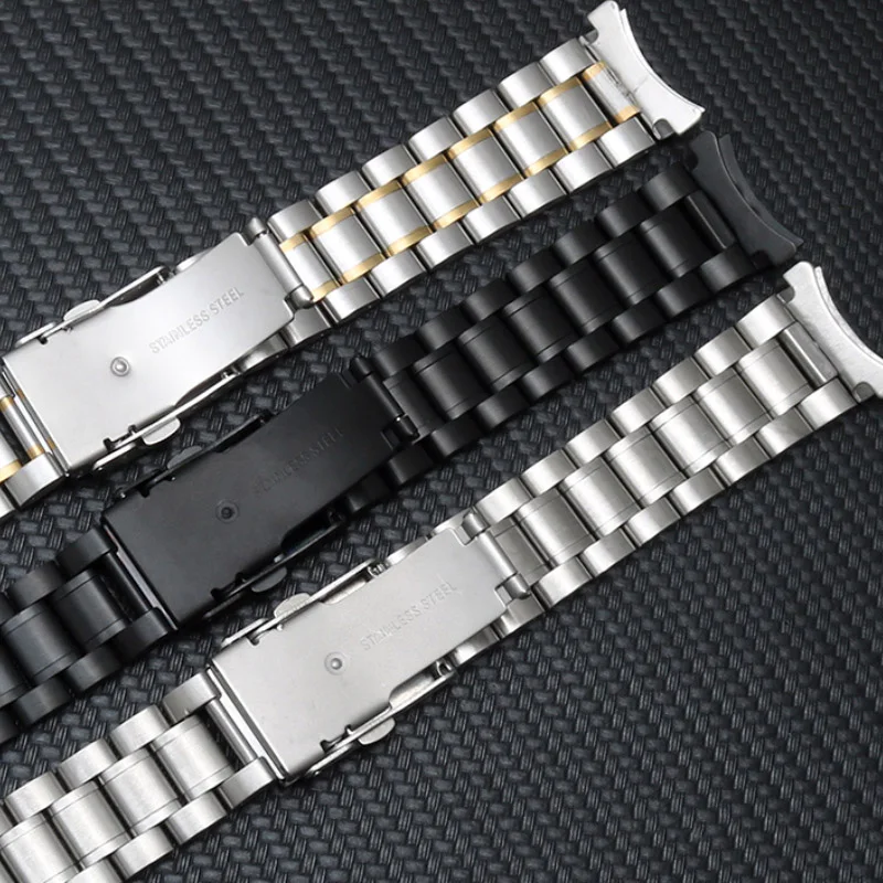 Ремешок мужской из нержавеющей стали однотонный браслет для часов Seiko Citizen Longines