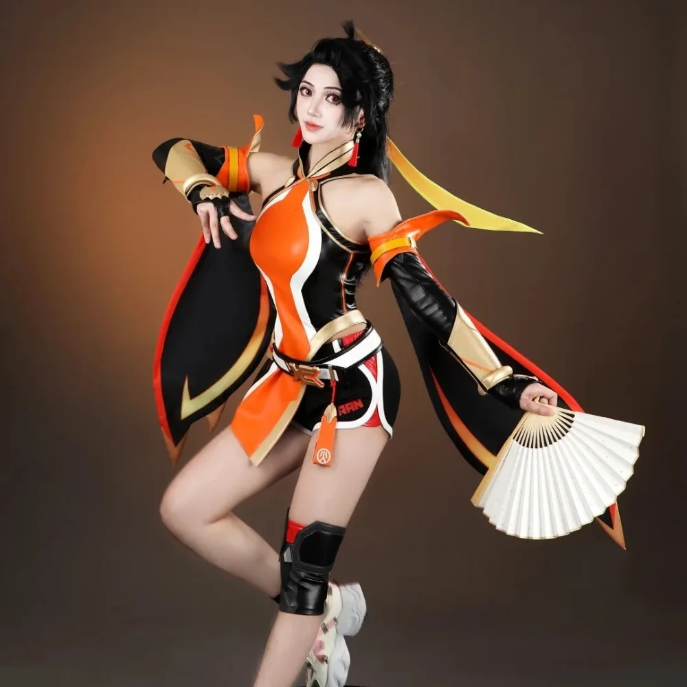 Фото Костюм для косплея Overwatch Anran Ye (оригинальный скин), полный комплект с аксессуарами и реквизитом, для взрослых женщин, на Хэллоуин, Комик-Кон, карнавал №4