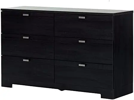 

6-Drawer Double Dresser, Pure White with Matte Nickel Handles