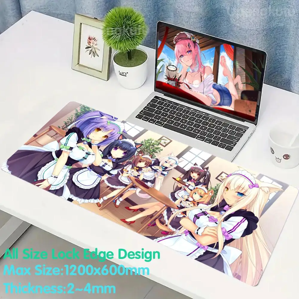 N_nekopara Mouse Cute Desk Mat Pad Rubber Esports Computer Keyboard Extended 4mm Super Big Large