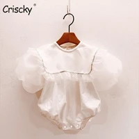 criscky newborn infant baby girls romper cotton puff sleeve baby playsuit jumpsuit infant lace rompers onepiece clothes